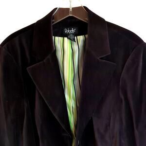 NWT Rafaella 20W Classic Brown Velvet Blazer [0150]